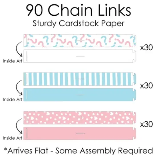 Big Dot of Happiness Baby Gender Reveal - 90 Chain Links and 30 Paper Tassels Decoration Kit - Team Boy or Girl Party Paper Chains Garland - 21 feet image {4}