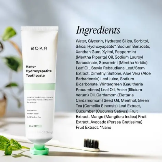 Boka Ela Mint- Fluoride Free- Nano Hydroxyapatite Toothpaste - 3.4oz image {5}