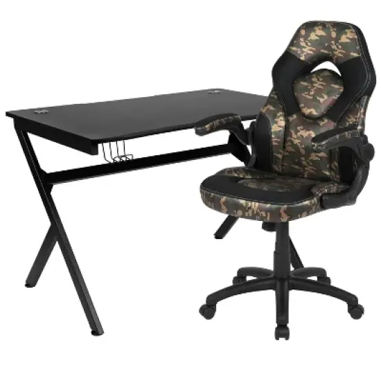 Flash Furniture Gaming Desk and Racing Chair Set with Cup Holder, Headphone Hook & 2 Wire Management Holes image {13}