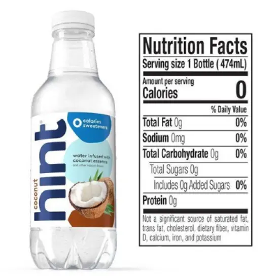 hint Coconut Flavored Water - 16 fl oz Bottle image {2}