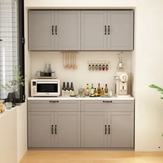 Famapy Split Kitchen Pantry Cabinet Storage Cupboard image {14}