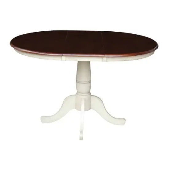 5pc 36" Dining Set RoundExtendable Dining Table Wood/Antiqued Almond/Espresso - International Concepts image {3}