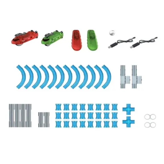 HearthSong - Tunnel Racer 71-Piece Race Car Tubular Track Set with 2 Glow-in-the-Dark Race Cars and 1 Cosmic Strobe Ball image {2}