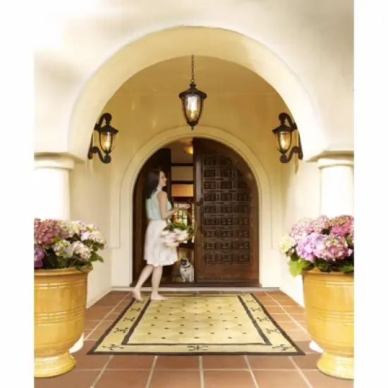 John Timberland Bellagio Rustic Outdoor Hanging Light Bronze 18" Champagne Hammered Glass Damp Rated for Post Exterior Barn Deck House Porch Patio image {6}