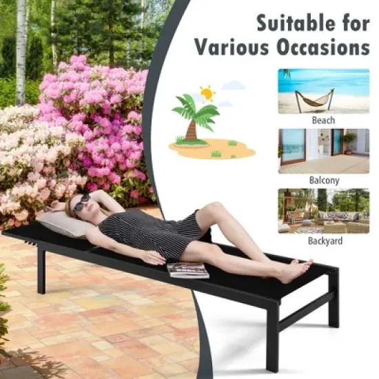 Costway Patio 6-Position Lounge Chair Chaise Aluminium Adjust Recliner image {3}