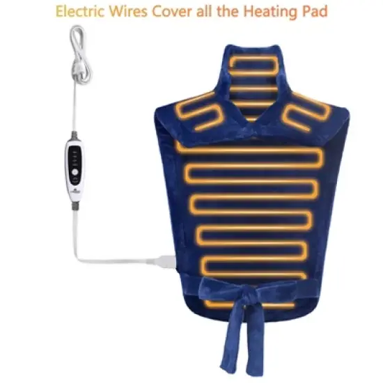 Large Heating Pad for Back, Neck & Shoulder, 22x33 Inch Washable Velvet Heated Pads with 4 Heat Levels & 2-H Auto Shut Off, for Home, Office, Blue image {3}