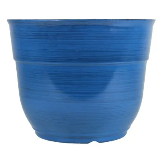 Garden Elements Indoor/Outdoor Glazed Brushed Happy Plastic Planter, Large, 15in image {4}