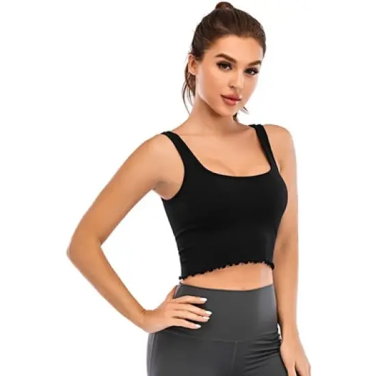 DOMETOUR Solid Crop Sleeveless Ribbed Knit Top image {3}