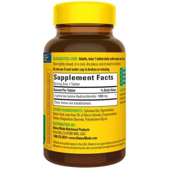 Nature Made Extra Strength L - Lysine 1000 mg Tablets - 60ct image {1}