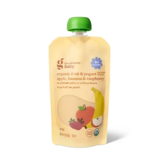 Organic Apple Banana Raspberry Yogurt Baby Food Pouch - 4oz - Good & Gather&trade; image {4}