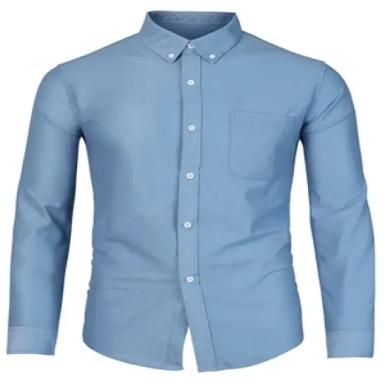 Lars Amadeus Men's Classic Regular Fit Long Sleeve Solid Color Point Collar Pockets Button Down Corduroy Shirts image {6}