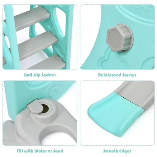 Costway 4-in-1 Toddler Climber and Swing Set w/ Basketball Hoop & Ball Pink\Green image {7}