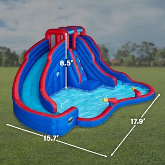 Sunny & Fun Inflatable Kids Backyard Double Water Slide Park with Pool image {1}