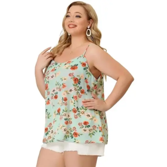 Agnes Orinda Women's Plus Size Cami Basic Camisole Foral Printed Tank Top Womens T-Shirt image {3}