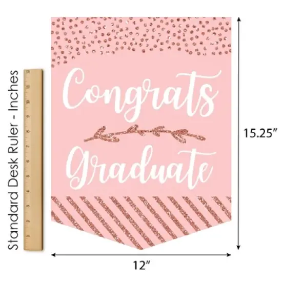 Big Dot of Happiness Rose Gold Grad - Outdoor Home Decorations - Double-Sided Graduation Party Garden Flag - 12 x 15.25 inches image {5}