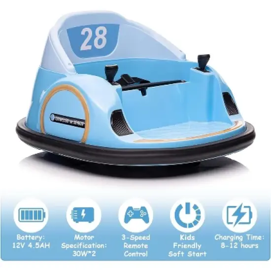 12V Ride On Bumper Car for Kids, Ride on Toy Gifts Toddlers, Electric Bumping Car with Remote Control, Battery Display, 360 Degree Spin image {1}