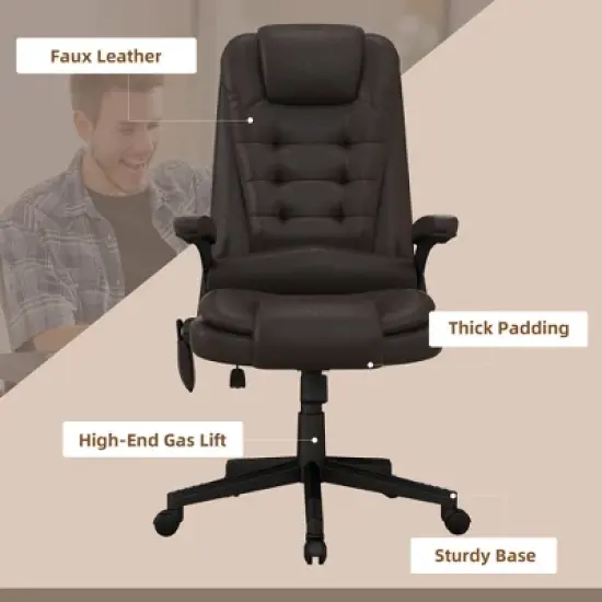 HOMCOM High-Back Massage Office Chair, Heated Reclining Computer Chair with Remote image {5}