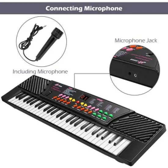 Costway 54 Keys Music Electronic Keyboard Kid Electric Piano Organ W/Mic & Adapter image {4}