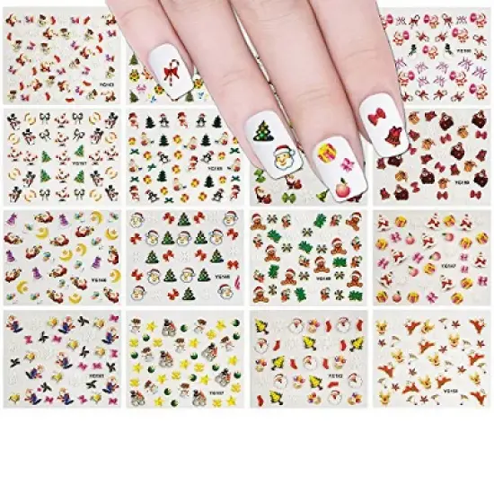 Wrapables 24 Sheets Falala Christmas Nail Stickers Holiday Nails Set Nail Art Sheets image {6}