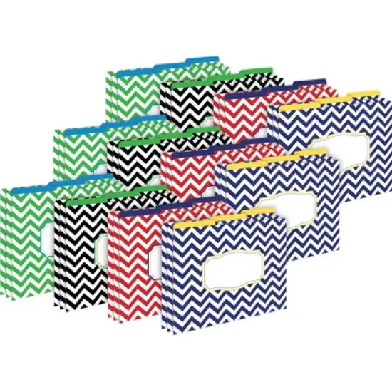 Barker Creek Nautical Chevron 14pt Letter-Size File Folders: 36 Multicolored Paper Folders, Top Tab, 50 Sheet Capacity image {3}