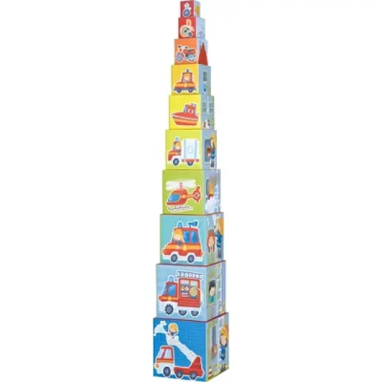 HABA Fire Brigade Sturdy Cardboard Nesting & Stacking Cubes image {1}