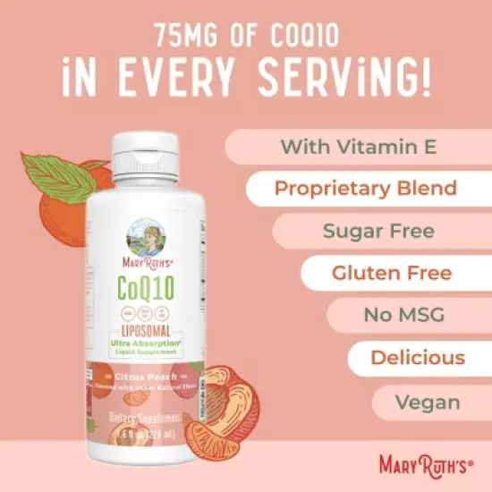 MaryRuth's CoQ10 Liposomal, Citrus Peach, 7.5 oz image {6}
