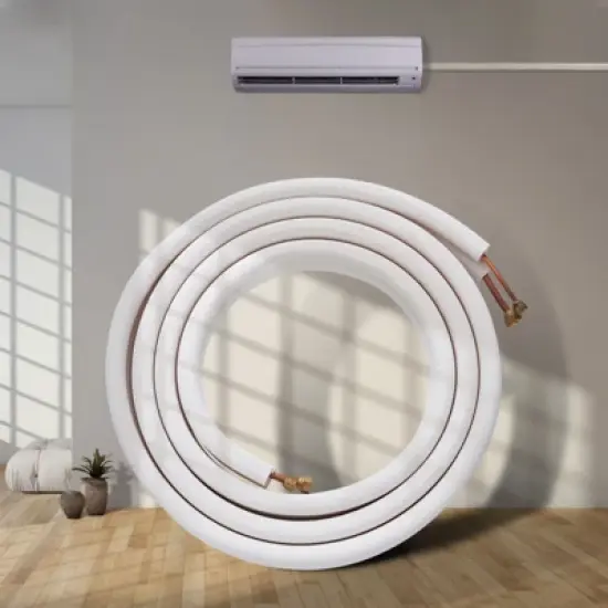 VEVOR 16FT Mini Split Line Set,1/4" & 3/8" O.D Copper Pipes Tubing and Triple-Layer Insulation,for Air Conditioning or Heating Pump Equipment, White image {1}