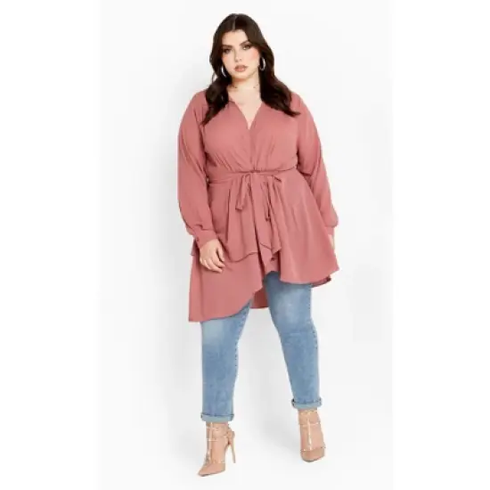 Women's Plus Size Shibara Top - Papaya | CITY CHIC image {1}