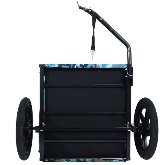 DOMETOUR Collapsible Pet Bike Trailer with 16-Inch Wheels & Hitch Blue+Grey image {8}