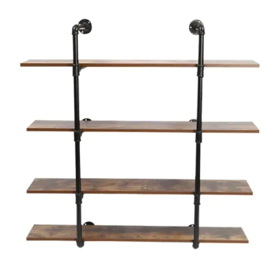YIYIBYUS Industrial Pipe Shelving Wall Mounted, 4 Tier Rustic Metal Wine Rack image {5}