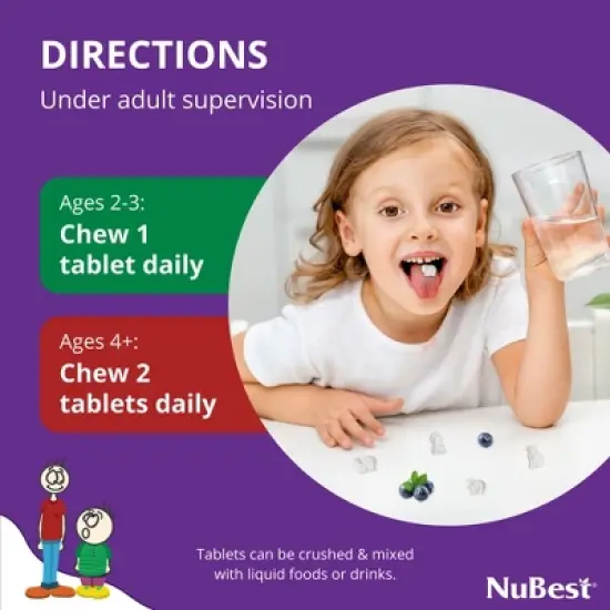 NuBest Tall Kids - Pediatrician-Recommended Multivitamins for Ages 2-9, Supports Height Growth and Overall Wellness, 90 Berry Chewable Tablets image {4}