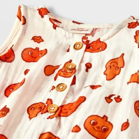 Baby Autumn Gauze Short Sleeve Romper - Cat & Jack&trade; Cream image {2}