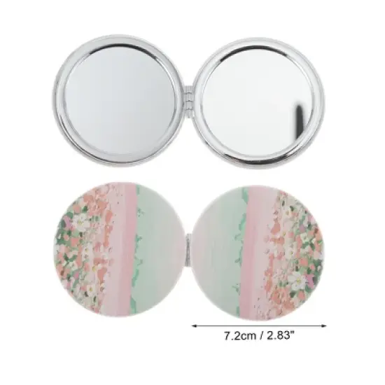 Unique Bargains Round Hand-drawn Makeup Mirror Green Pink 1 Pc image {1}