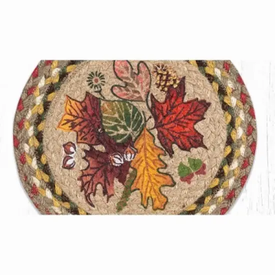 Earth Rugs Autumn Leaves Cotton Round Trivet &ndash; Farmhouse Seasonal D&eacute;cor 10"x10" image {1}