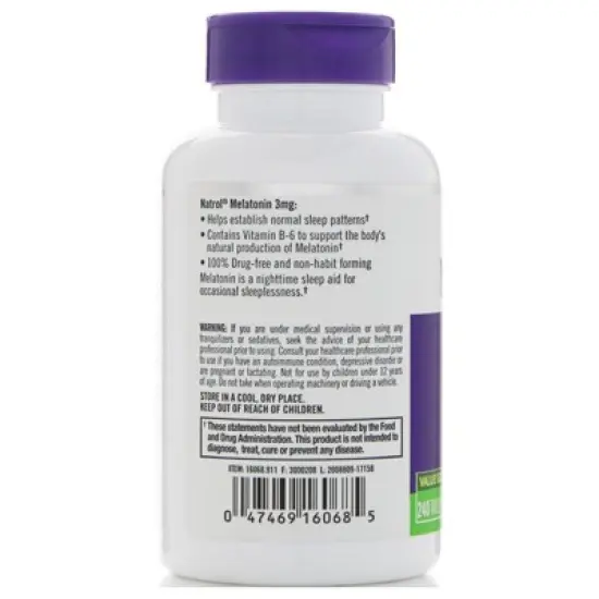 Natrol Melatonin, 3 mg, 240 Tablets image {2}