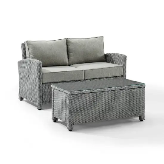 Bradenton Outdoor Wicker Sofa & Coffee Table Set - Crosley
 image {1}