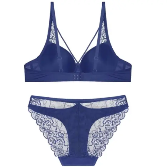 Agnes Orinda Women Plus Lace Sheer Push-Up Comfy 2 Pcs Undergarment Set image {1}