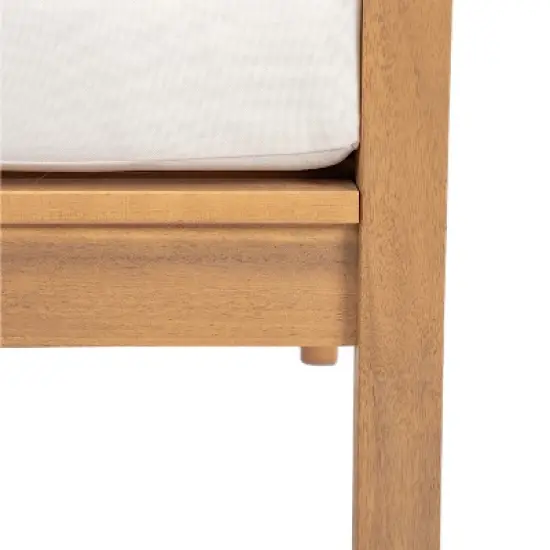 Christopher Knight Home Curtis Patio Rattan and Acacia Wood Club Chair with Water-Resistant Cushion, Brown/Beige image {8}