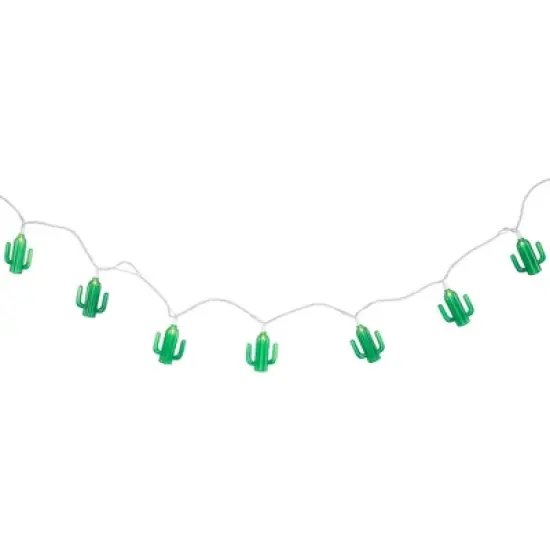 Northlight Green Cactus Patio Light Set - 6' White Wire - 10ct image {3}