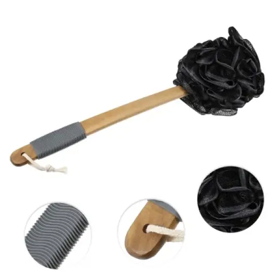 Unique Bargains Long Handle Bath Brush for Bathroom 17.32" Length Black 1 Pc image {2}