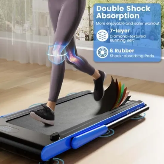 Superfit 3-in-1 Folding Treadmill with Smart Apps Remote Control LED Display and Speakers Blue/Silver image {7}
