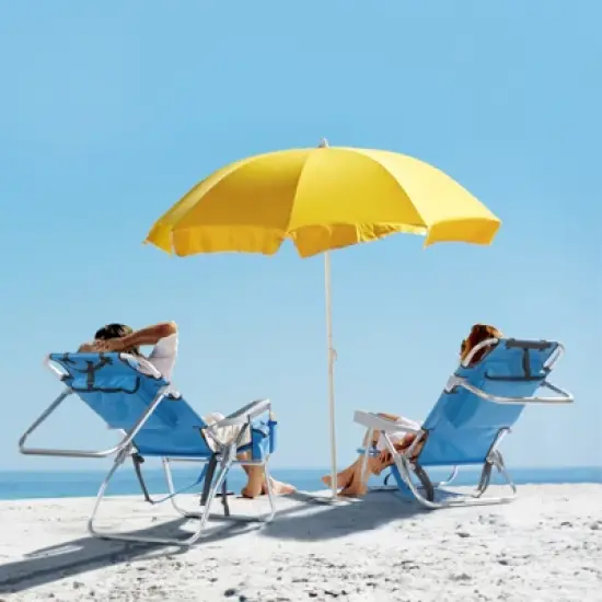 DOMETOUR Short Oxford Cloth Silver White Aluminum Tube Bearing 100kg Beach Chair Blue image {3}