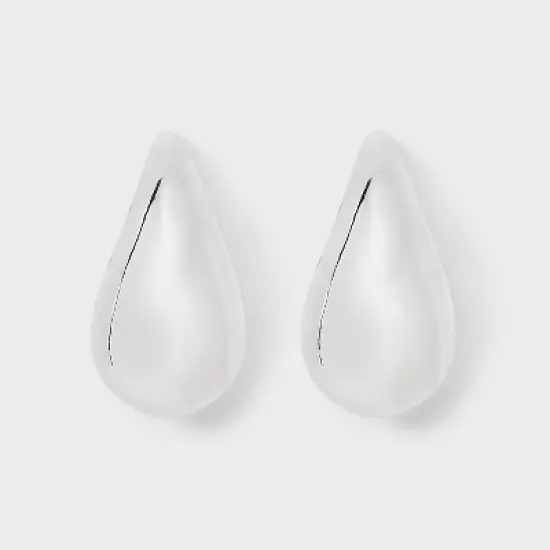 Thick Tear Drop Stud Earrings - A New Day&trade; Silver: Hypoallergenic Plastic, Post Closure, 1.3" Length image {3}