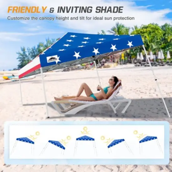 EAGLE PEAK Slant Leg Pop-up Canopy Tent Easy One Person Setup Instant Outdoor Beach Canopy Folding Portable Sports Shelter image {5}