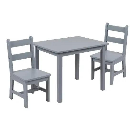 Emma and Oliver Kids 3 Piece Solid Hardwood Table and Chair Set for Playroom, Kitchen image {16}