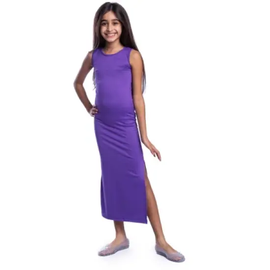 24seven Comfort Apparel Girls Side Slit Maxi Dress image {8}