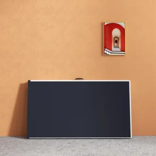 Soozier Full Size Ping Pong Table, Folds into Quarters, Portable Table Tennis Table with Net, Paddles, Balls, MDF, Charcoal Gray image {1}