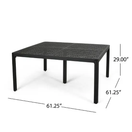GDFStudio Dinah Outdoor Cast Aluminum Square Dining Table with Woven Accents image {2}