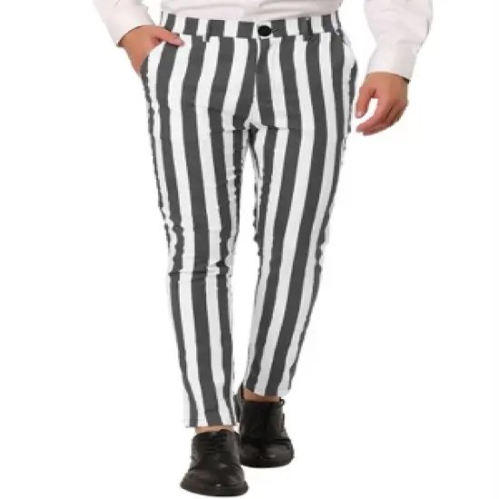 Lars Amadeus Men's Striped Casual Color Block Pants image {11}