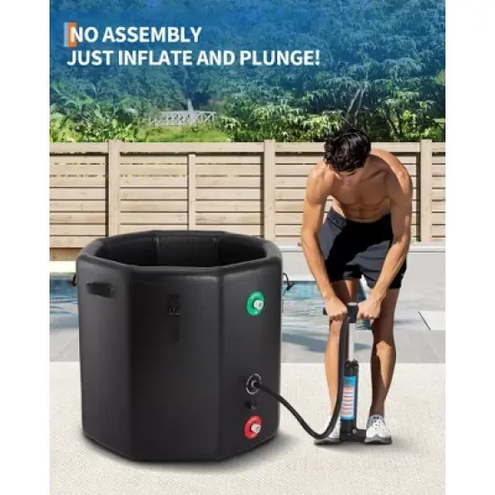 186-Gallon Ice Bath Tub for Athletes, Inflatable Cold Tub-Portable Cold Plunge with Insulated Lid, Fits Water Chillers,Black image {5}